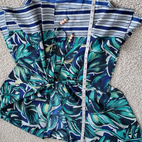 Kimono Monstera Leaf Tropical Wrap Jacket Beach Cover Up Vacation Top - Picture 6 of 10